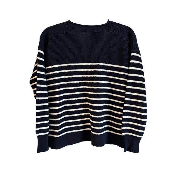 Polo Ralph Lauren Women’s Pima Cotton Striped Knit Pullover Sweater Navy Small - Picture 2 of 6
